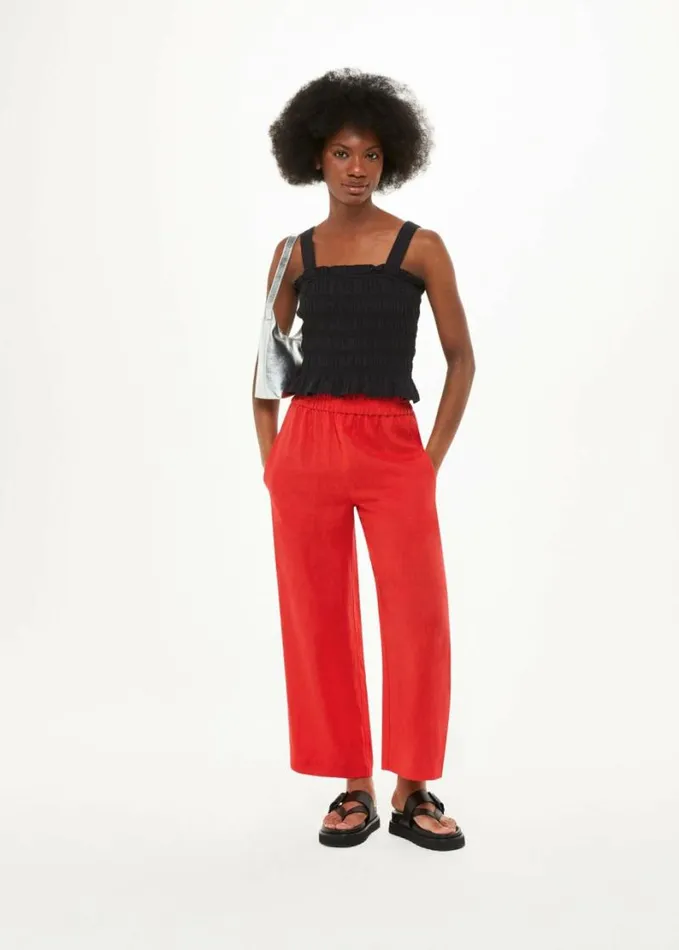 Whistles Linen Pocket Trouser Red Women Pants