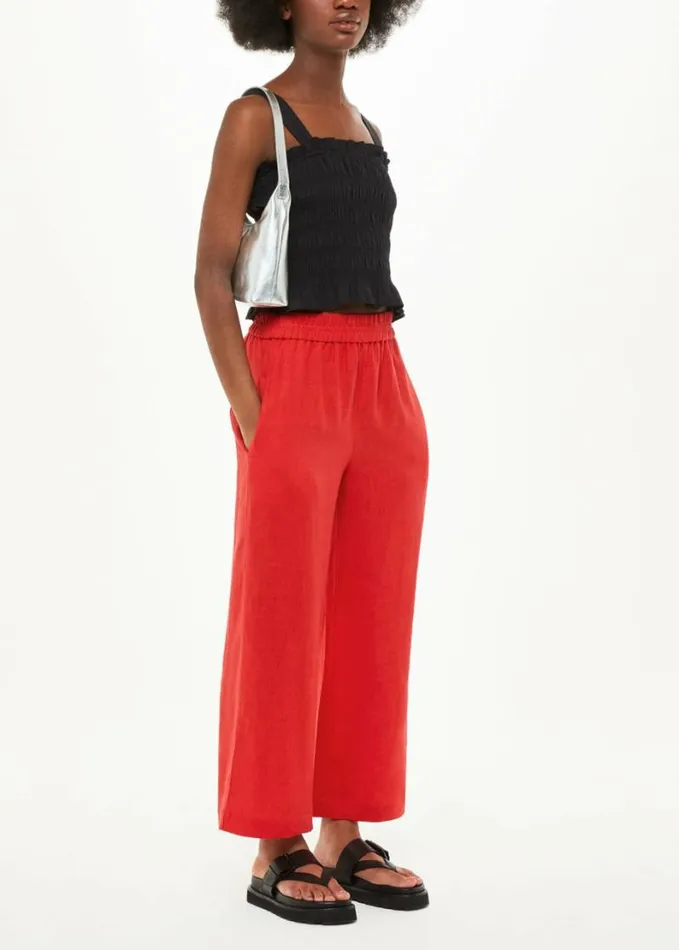 Whistles Linen Pocket Trouser Red Women Pants