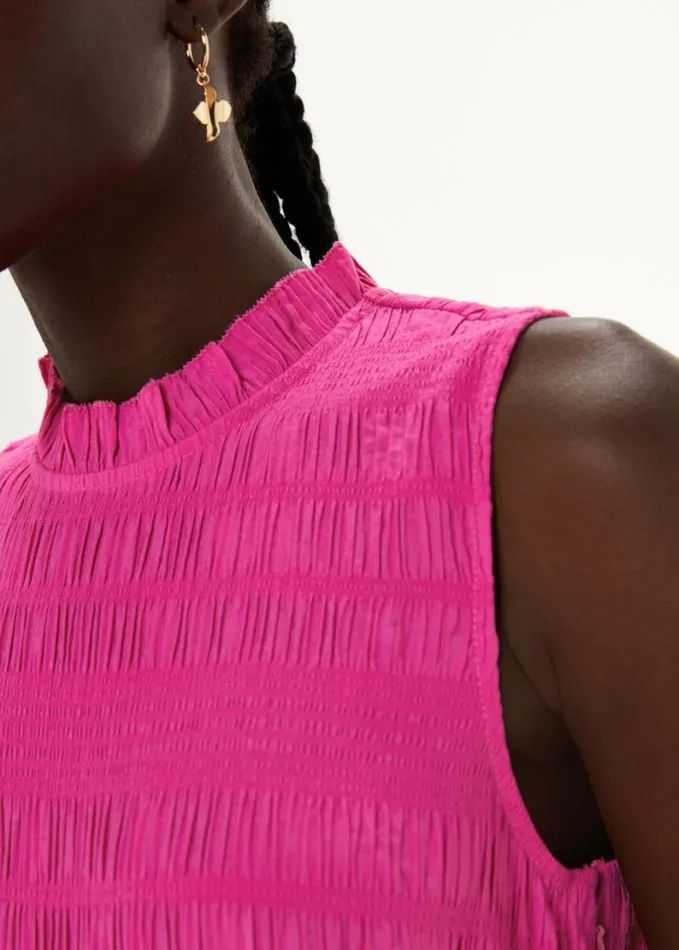 Whistles Maya Plisse Midi Dress Pink Women Dresses