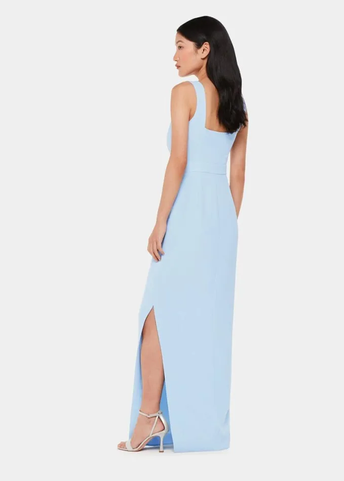 Whistles Mila Square Neck Maxi Dress Pale Blue Women Dresses