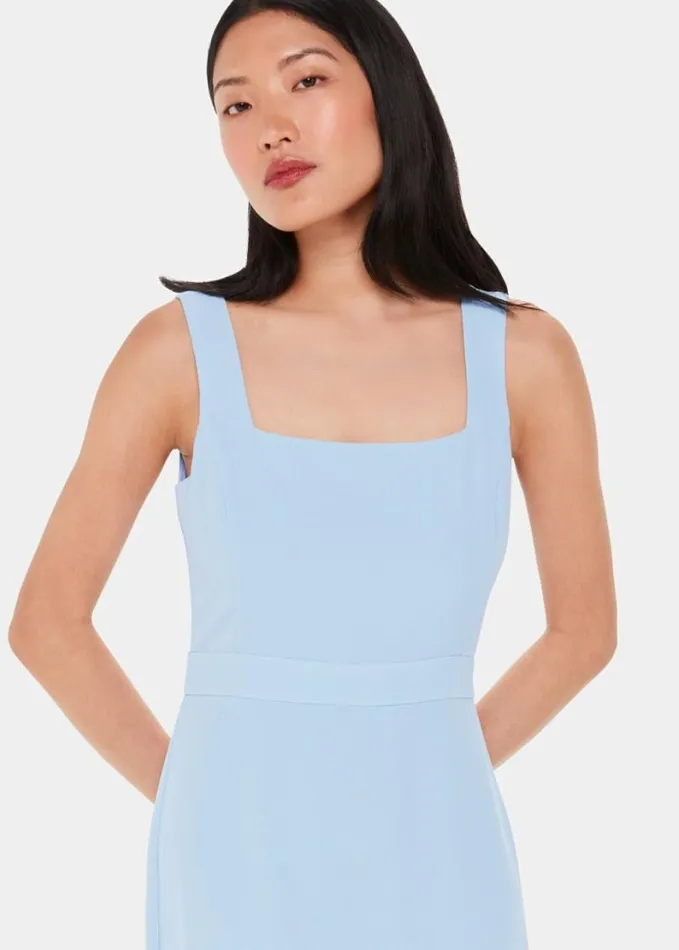 Whistles Mila Square Neck Maxi Dress Pale Blue Women Dresses