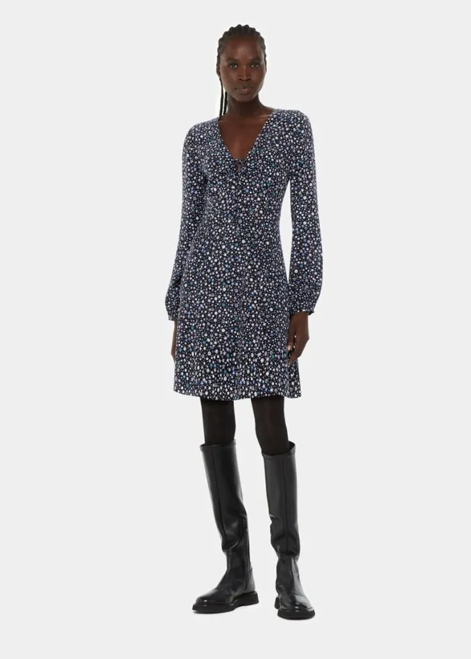 Whistles Painted Garden Dress Blackmulti Women Dresses