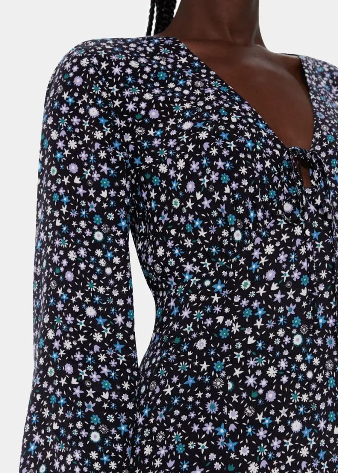 Whistles Painted Garden Dress Blackmulti Women Dresses