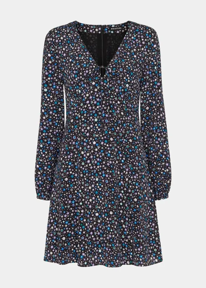 Whistles Painted Garden Dress Blackmulti Women Dresses