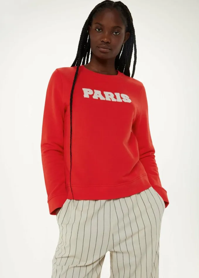 Whistles Paris Logo Sweat Red Women Tops