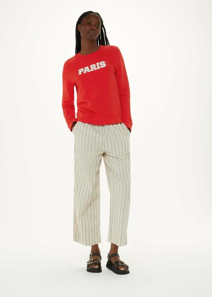 Whistles Paris Logo Sweat Red Women Tops