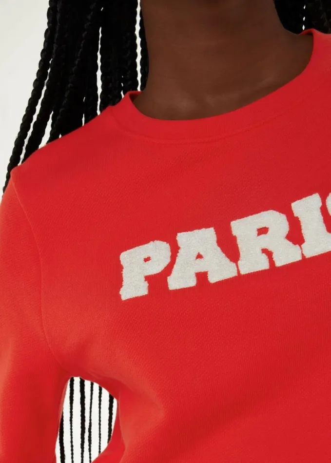 Whistles Paris Logo Sweat Red Women Tops