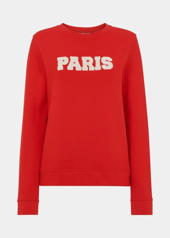 Whistles Paris Logo Sweat Red Women Tops