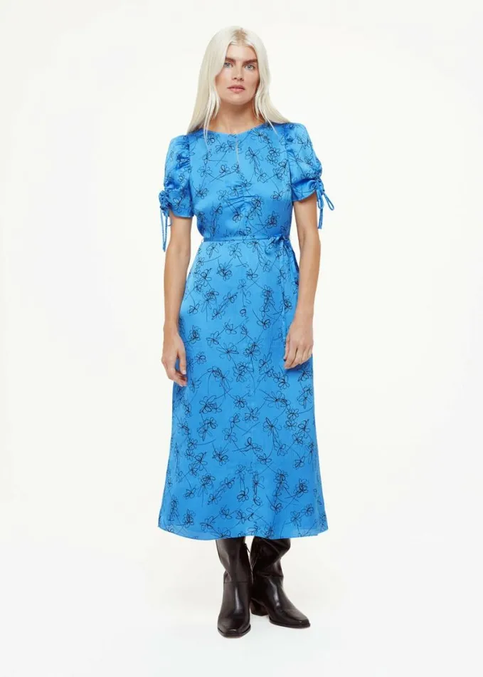 Whistles Petite Aurelie Scribble Daisy Dress Bluemulti Women Petite Dresses and Jumpsuits