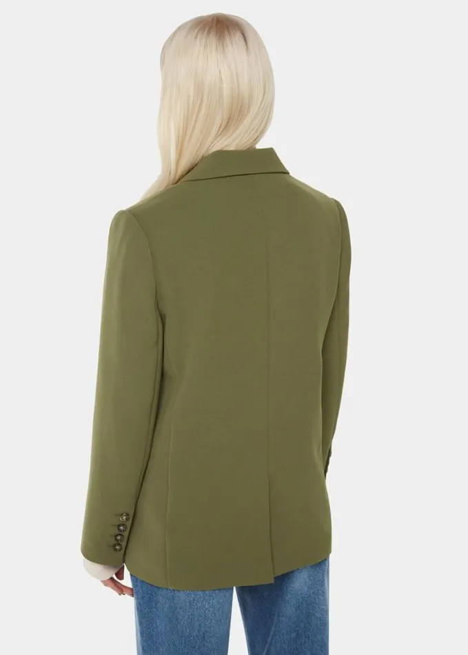 Whistles Petite Crepe Boyfriend Blazer Khaki Women Petite Coats and Jackets