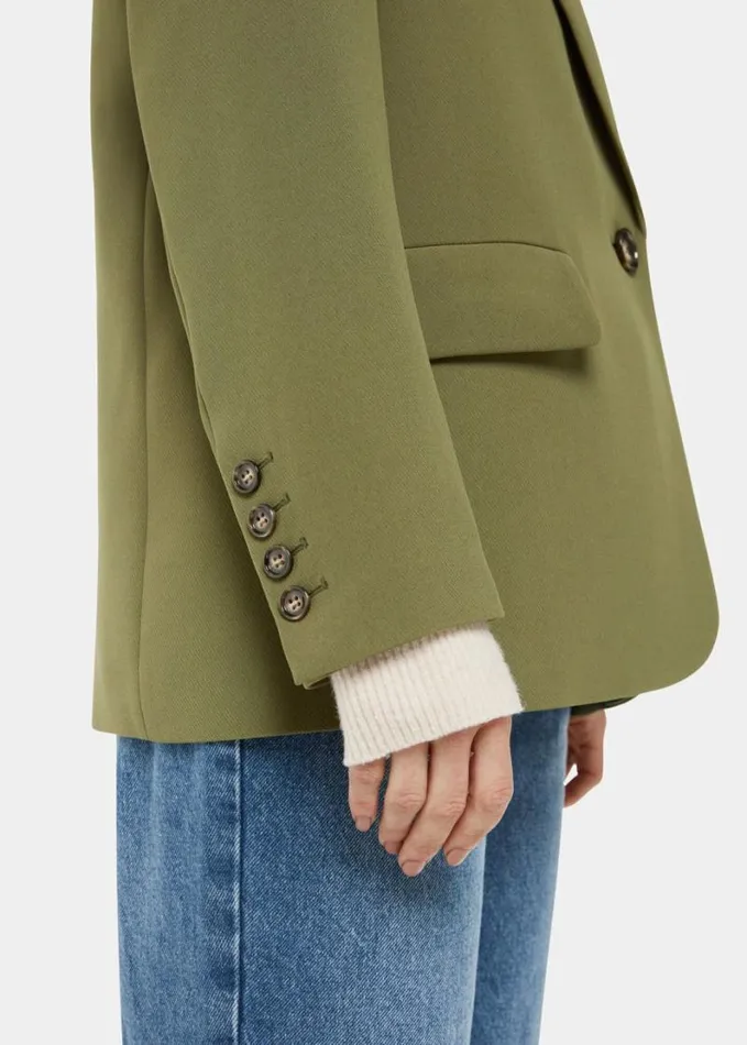 Whistles Petite Crepe Boyfriend Blazer Khaki Women Petite Coats and Jackets