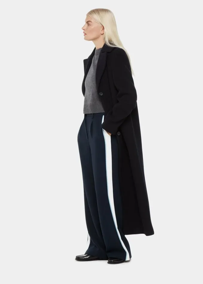 Whistles Petite Crepe Side Stripe Trouser Bluemulti Women Petite Pants and Jeans