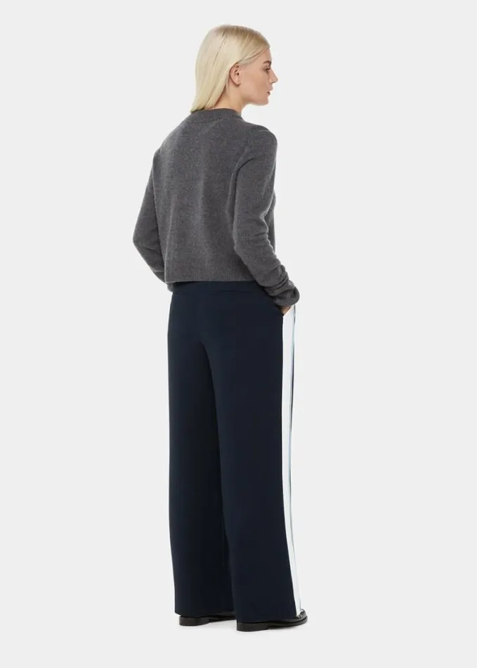 Whistles Petite Crepe Side Stripe Trouser Bluemulti Women Petite Pants and Jeans