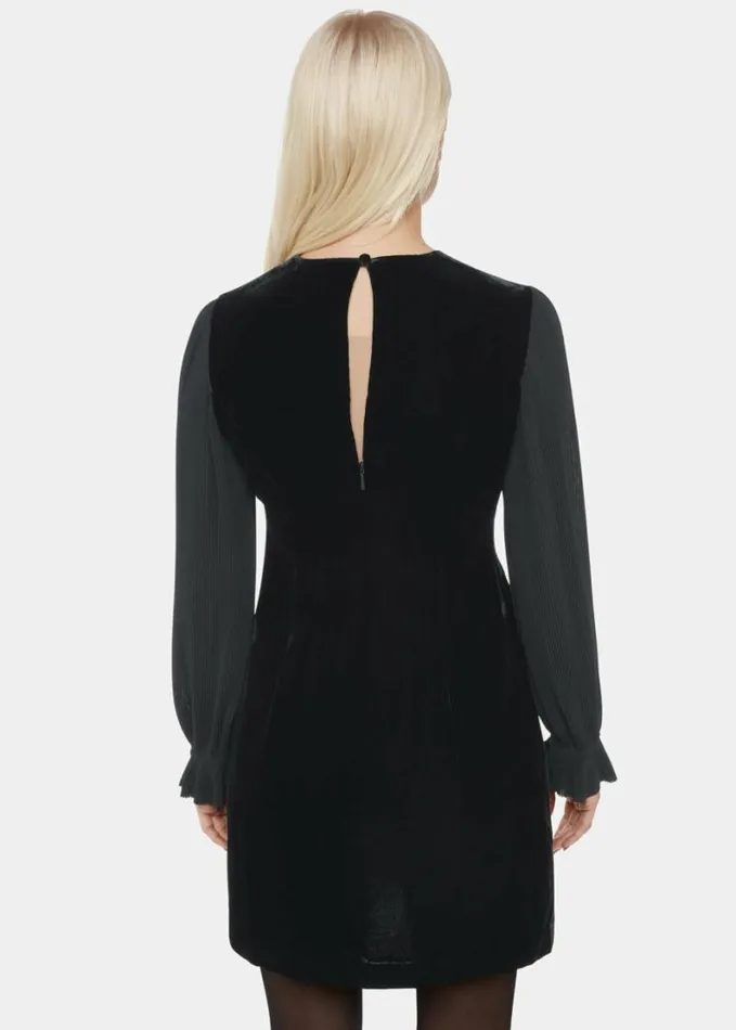 Whistles Petite Velvet Pleat Sleeve Mini Dress Black Women Petite Dresses and Jumpsuits Whistles Petite Velvet Pleat Sleeve Mini Dress Black Women Petite Dresses and Jumpsuits