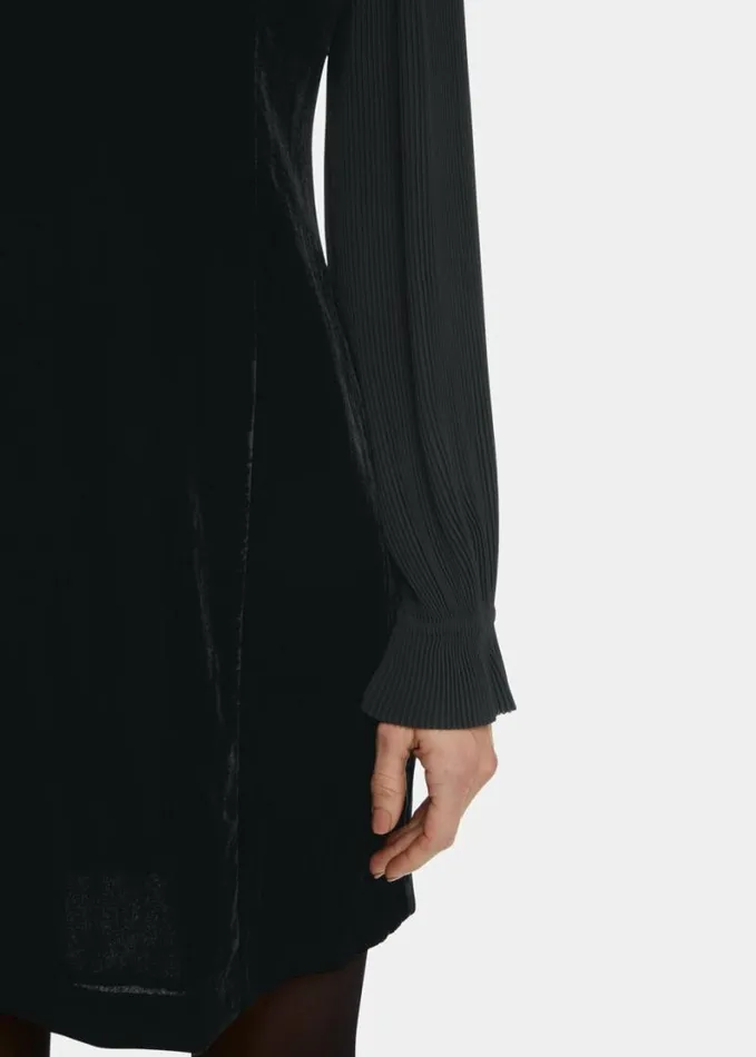 Whistles Petite Velvet Pleat Sleeve Mini Dress Black Women Petite Dresses and Jumpsuits Whistles Petite Velvet Pleat Sleeve Mini Dress Black Women Petite Dresses and Jumpsuits
