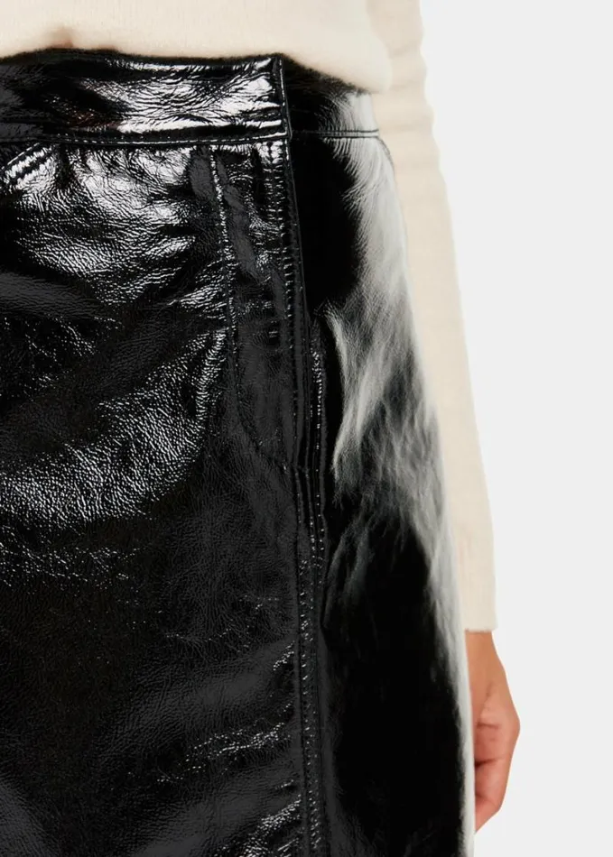 Whistles Rachel Patent Leather Skirt Black Women Skirts