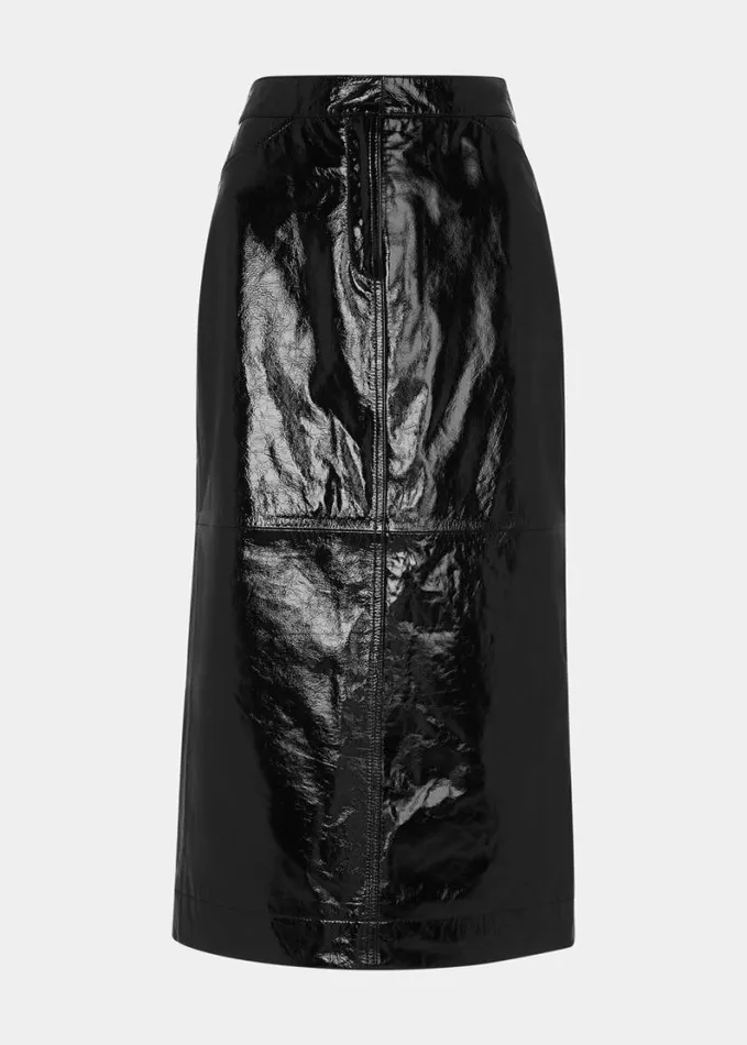 Whistles Rachel Patent Leather Skirt Black Women Skirts