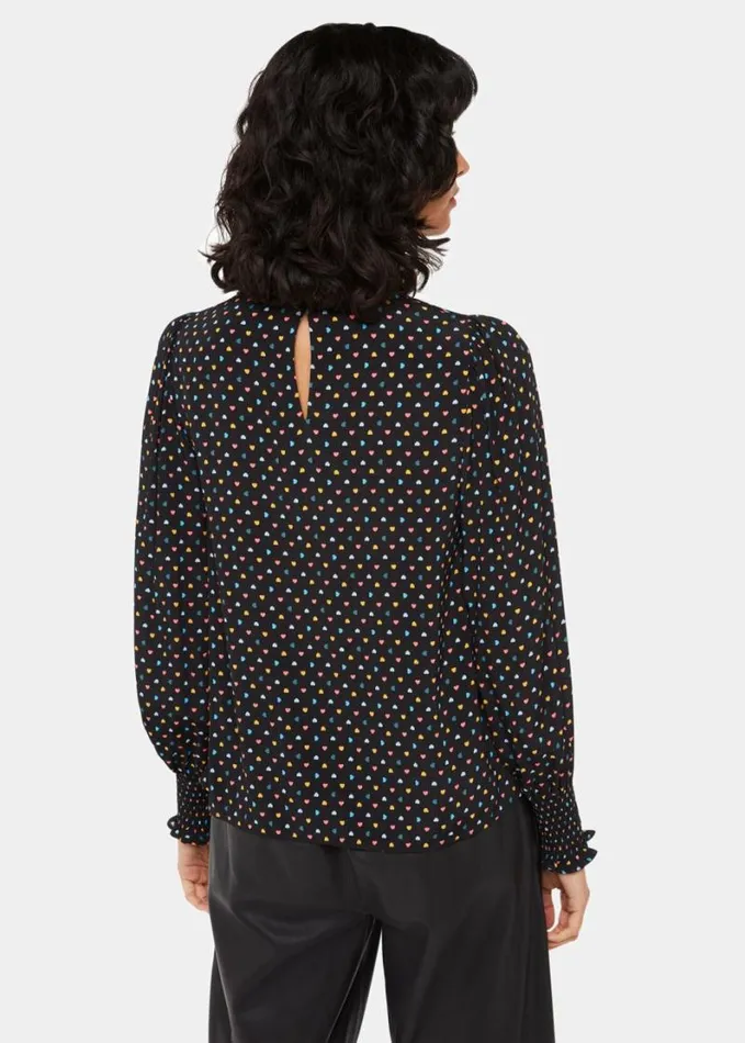Whistles Scattered Hearts Blouse Blackmulti Women Tops