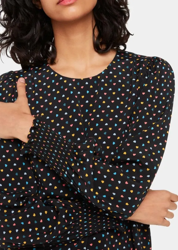 Whistles Scattered Hearts Blouse Blackmulti Women Tops