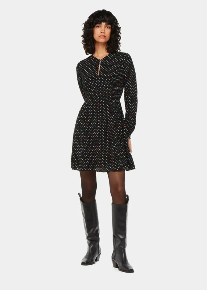 Whistles Scattered Hearts Flippy Dress Blackmulti Women Dresses