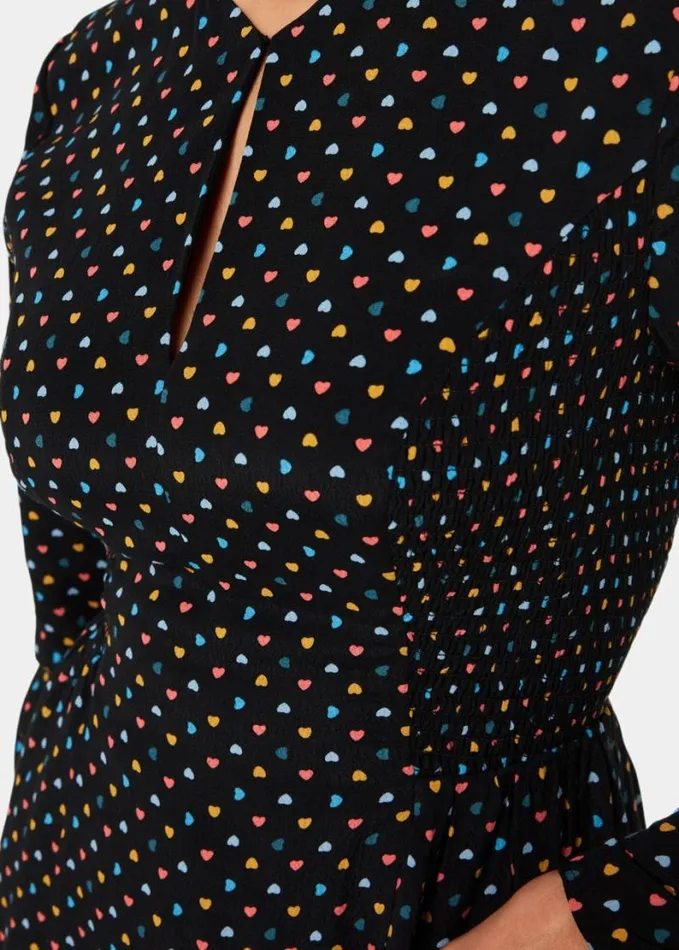 Whistles Scattered Hearts Flippy Dress Blackmulti Women Dresses