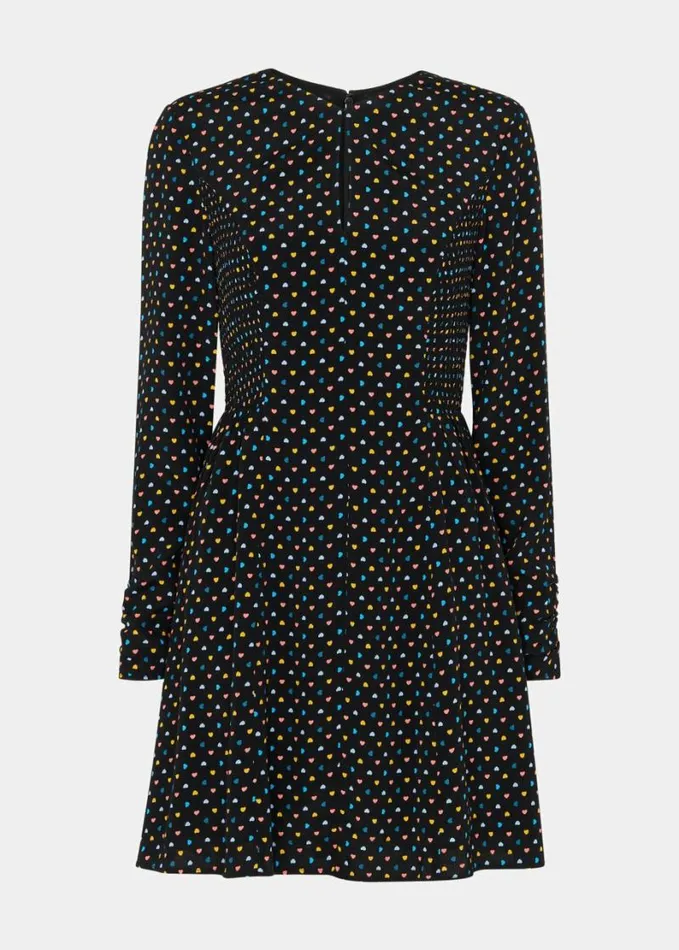Whistles Scattered Hearts Flippy Dress Blackmulti Women Dresses