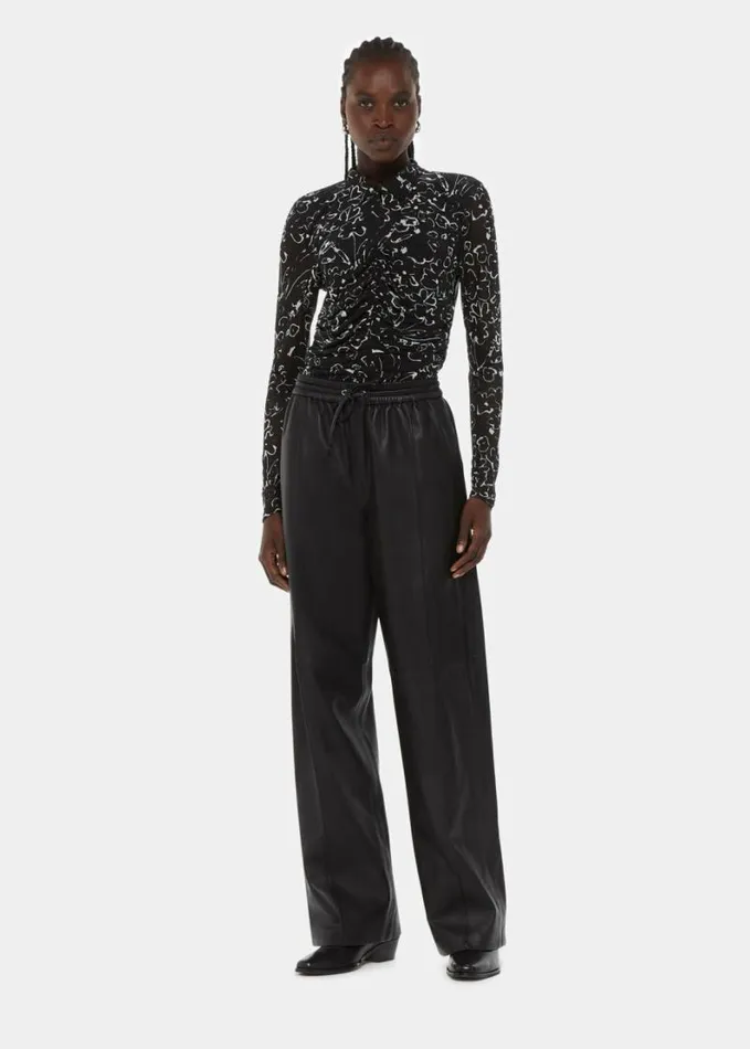 Whistles Scribble Bouquet Ruched Top Blackmulti Women Tops