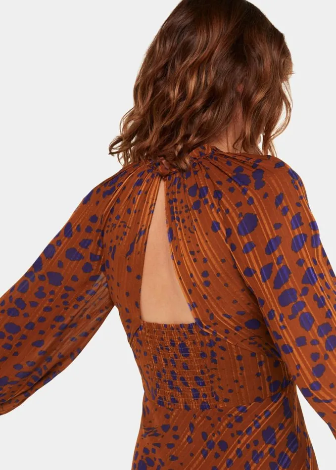 Whistles Spotted Dalmatian Midi Dress Brownmulti Women Dresses