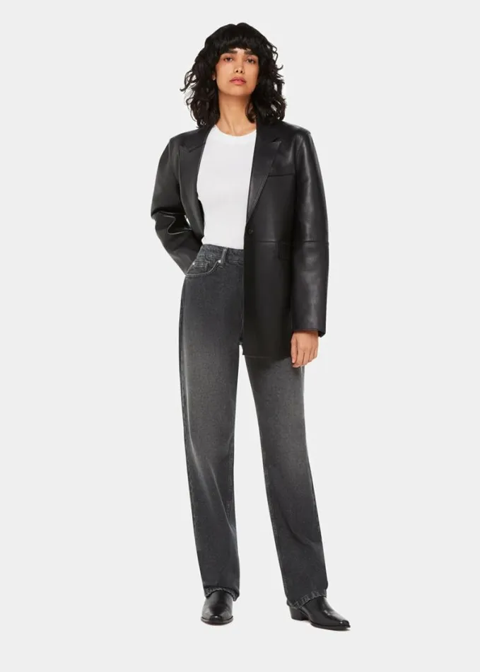 Whistles Straight Leg Full Length Jean Washed Black Women Jeans