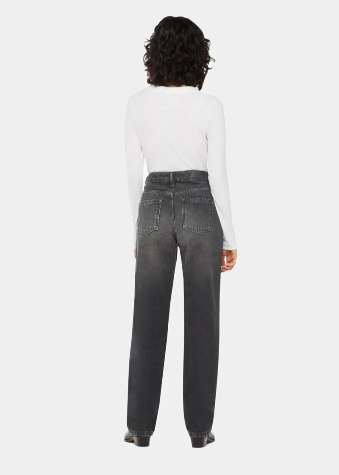 Whistles Straight Leg Full Length Jean Washed Black Women Jeans