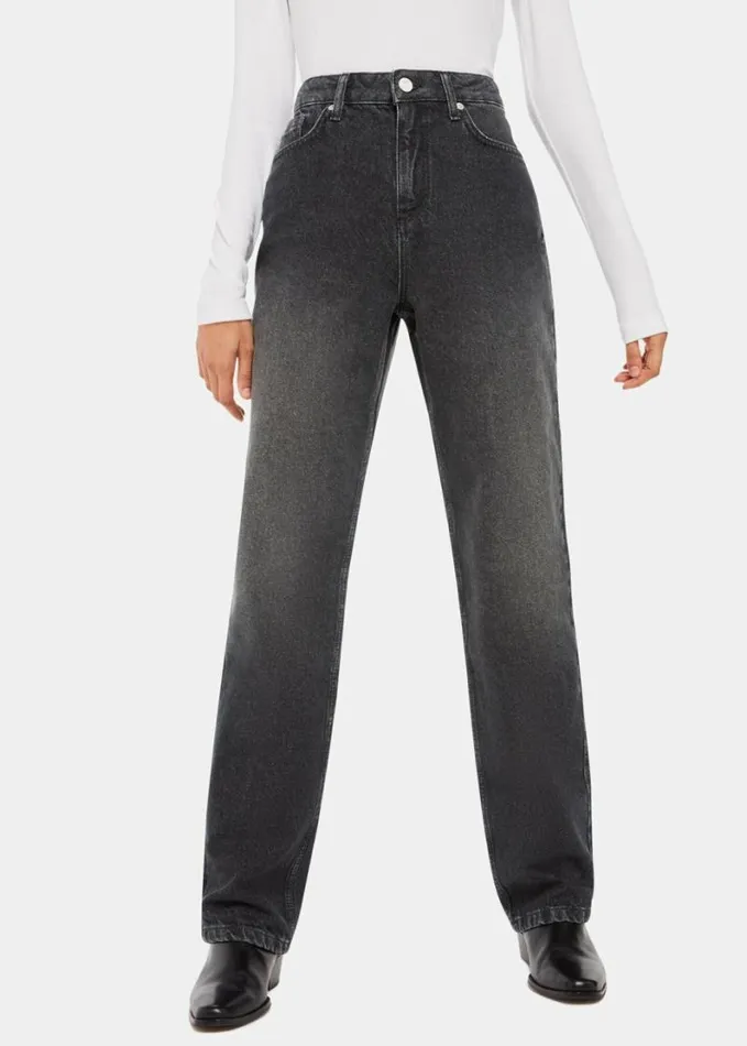 Whistles Straight Leg Full Length Jean Washed Black Women Jeans