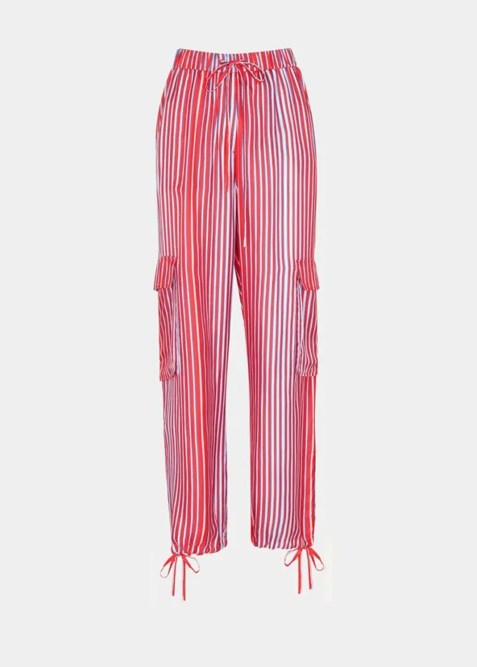 Whistles Tangle Stripe Silk Mix Trouser Multicolour Women Pants