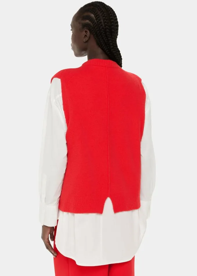 Whistles Textured Rib Tank Red Women Sweaters and Cashmere