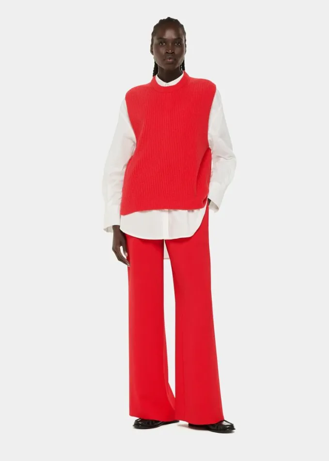 Whistles Textured Rib Tank Red Women Sweaters and Cashmere
