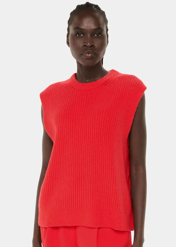 Whistles Textured Rib Tank Red Women Sweaters and Cashmere