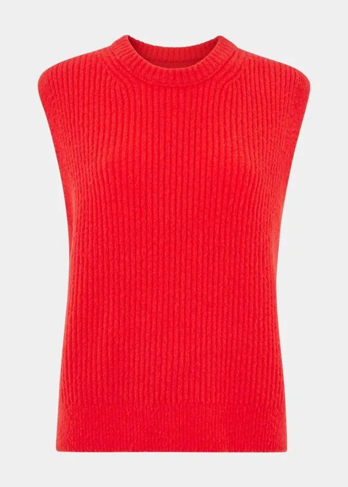 Whistles Textured Rib Tank Red Women Sweaters and Cashmere