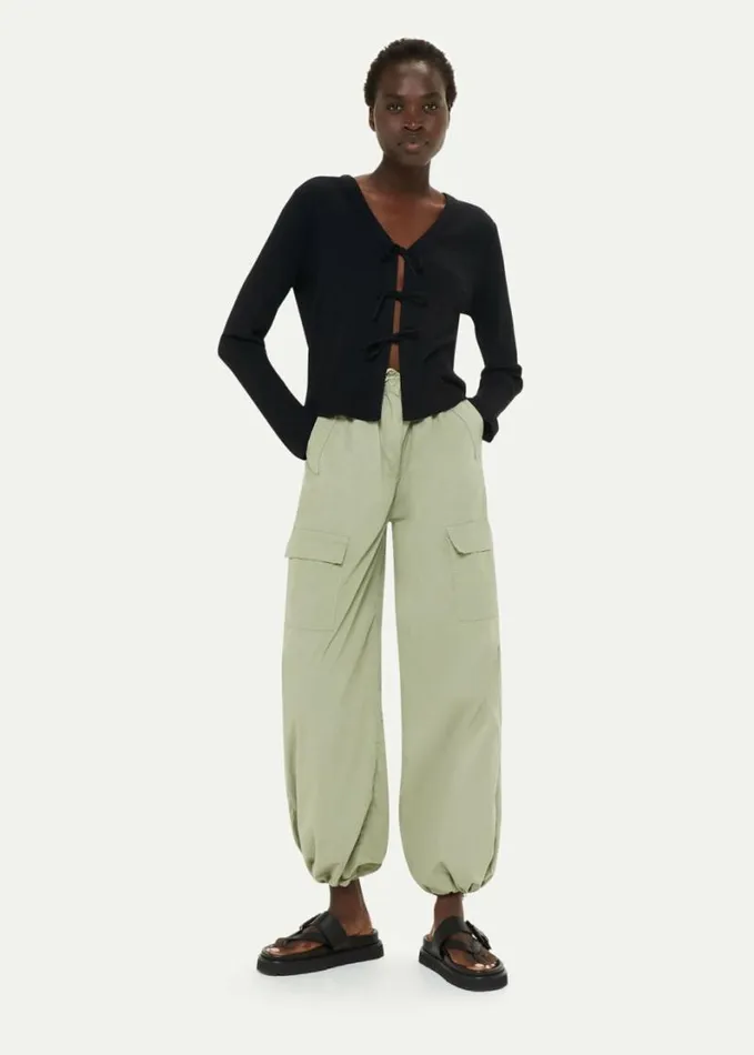 Whistles Tie Front Ribbed Cardigan Black Women Tops
