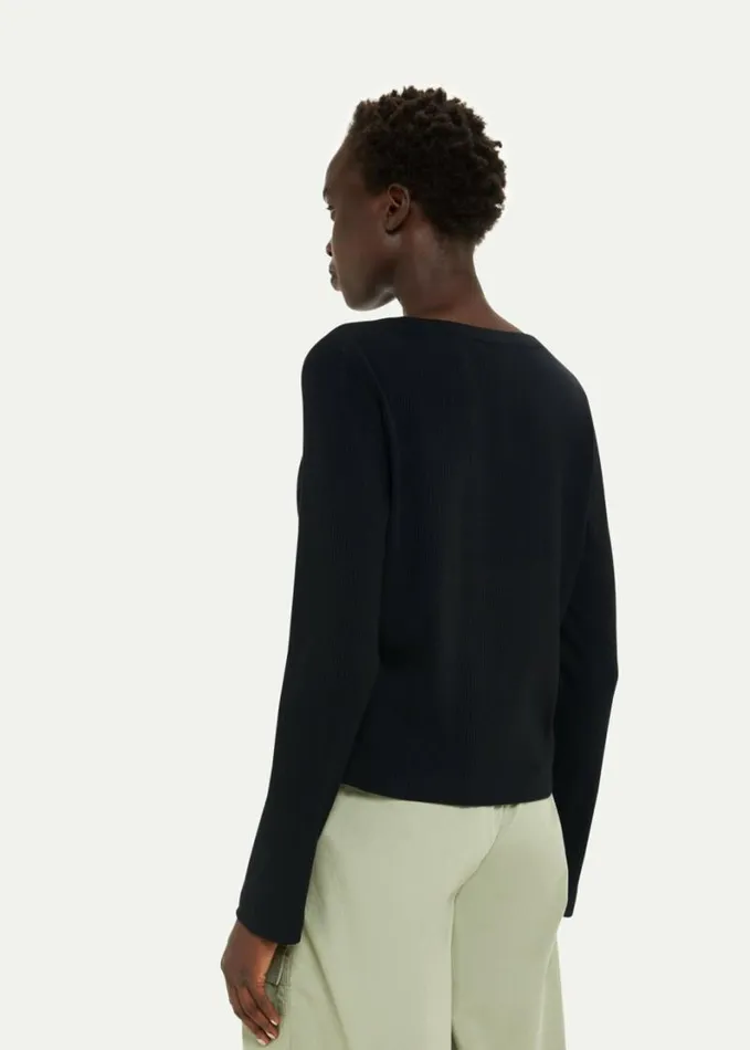 Whistles Tie Front Ribbed Cardigan Black Women Tops