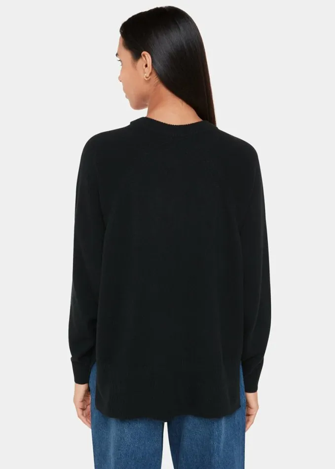 Whistles Ultimate Cashmere Crew Neck Black Women Sweaters and Cashmere