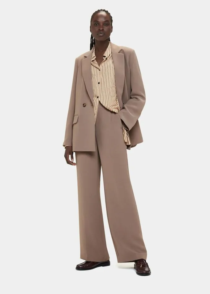 Whistles Ultimate Full Length Trouser Taupe Women Pants