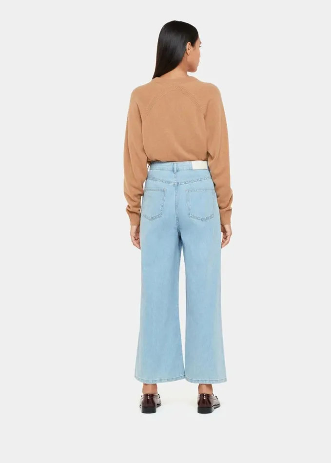 Whistles Wide Leg Cropped Jean Light Wash Women Jeans