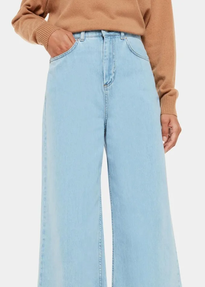 Whistles Wide Leg Cropped Jean Light Wash Women Jeans