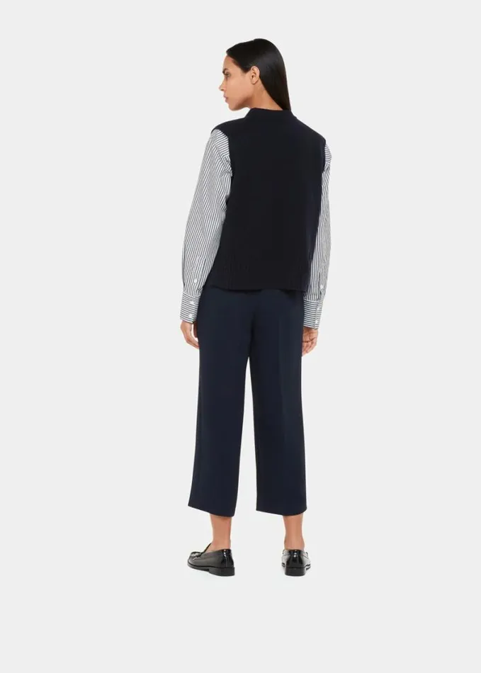 Whistles Wide Leg Cropped Trouser Navy Women Pants