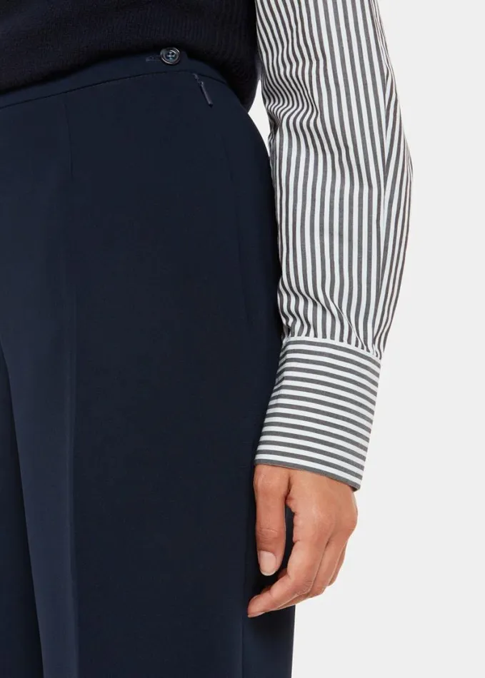 Whistles Wide Leg Cropped Trouser Navy Women Pants