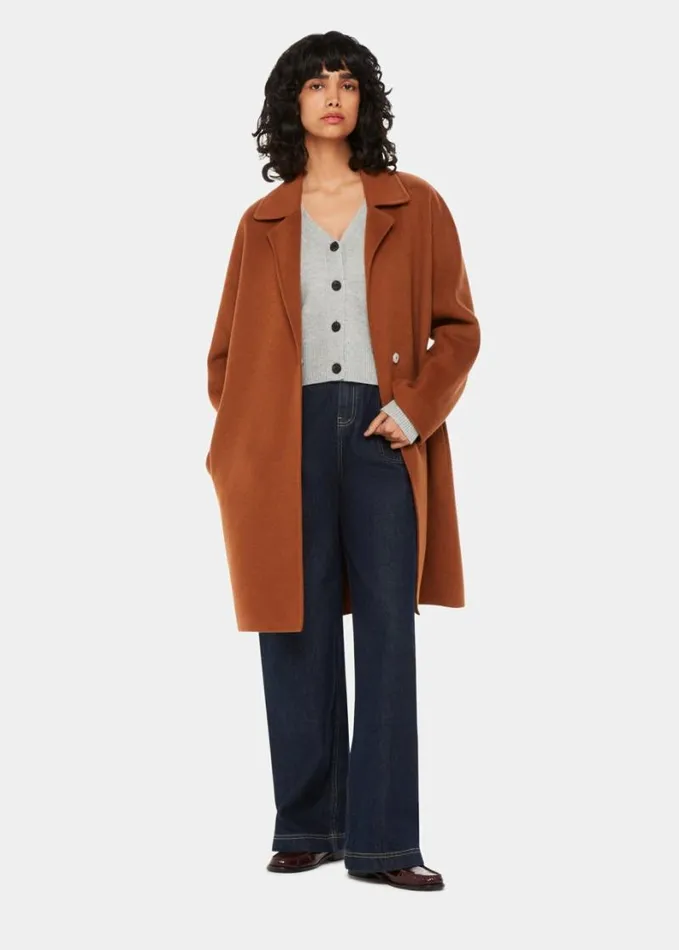 Whistles Wool Cropped V Neck Cardigan Grey Women Sweaters and Cashmere