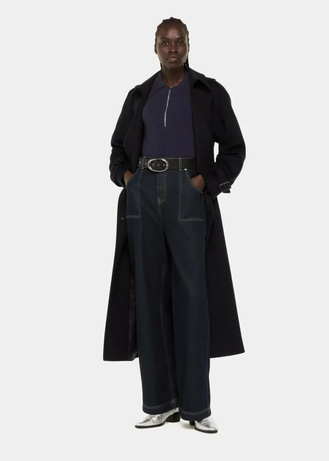 Whistles Zip Polo Knit Navy Women Sweaters and Cashmere