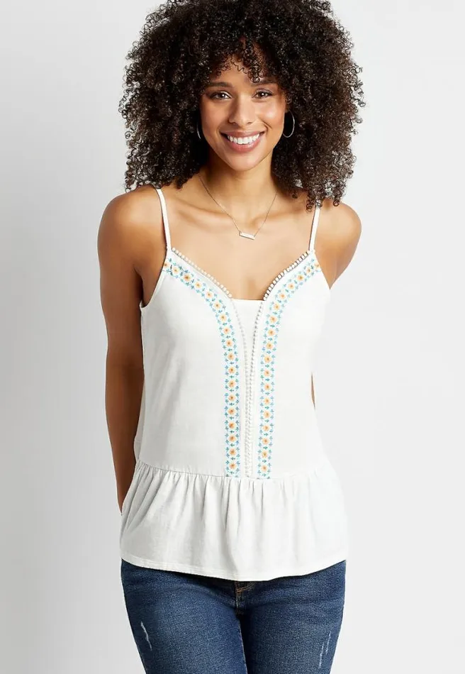 White Floral Peplum Tank Top Women Maurices Tops