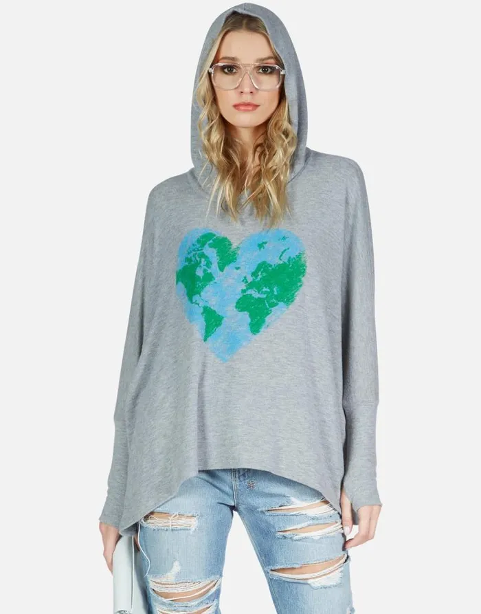 Wilma World Love Heather Grey Women Lauren Moshi Hoodies