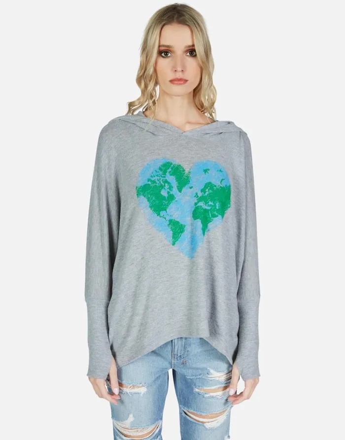 Wilma World Love Heather Grey Women Lauren Moshi Hoodies