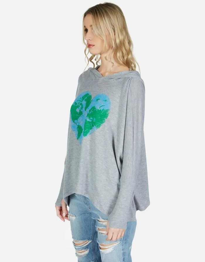 Wilma World Love Heather Grey Women Lauren Moshi Hoodies